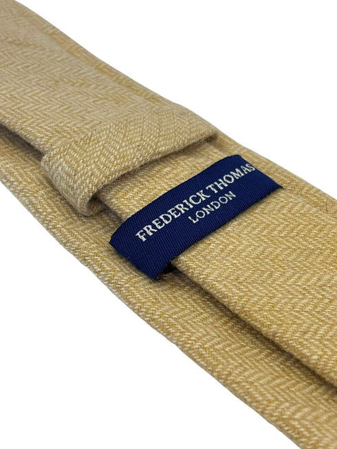 honey gold yellow wool tie  with a herringbone design